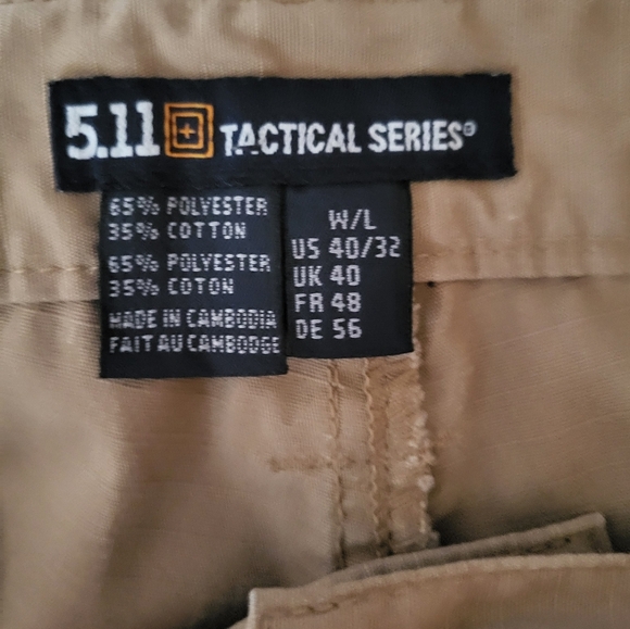 5.11 Tactical Tan Men  Cargo Pants Relaxed Fit, Size 40x32 Inseam - Picture 6 of 6